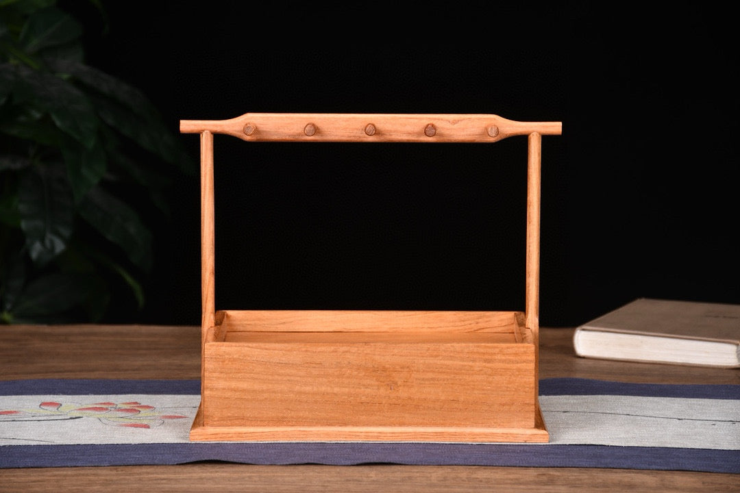 Burmese Padauk Organizer Rack – Solid Single-Slab, Mortise & Tenon Joinery, Rustic Elegance