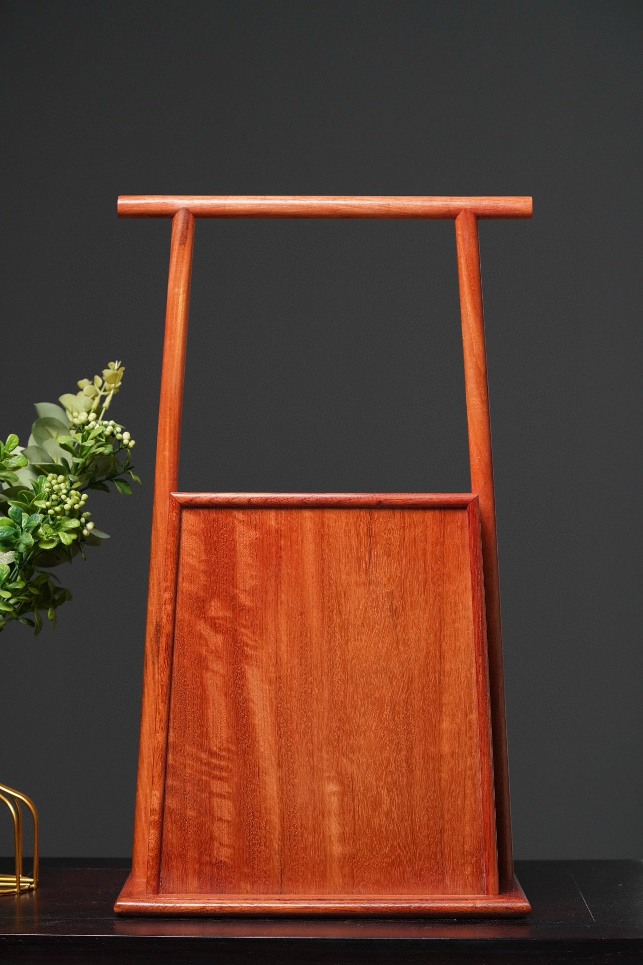 Burmese Padauk Trapezoid 5-Drawer Cabinet – Solid Single-Slab, Mortise & Tenon Joinery