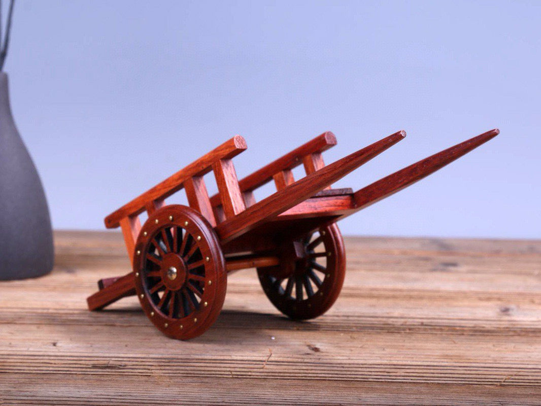 Antique Wooden Handcart Model – Burmese Padauk Craftwork