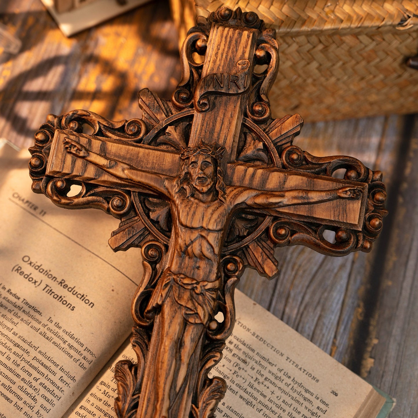 Wood Carved Crucifix – Jesus on the Cross (Beechwood)