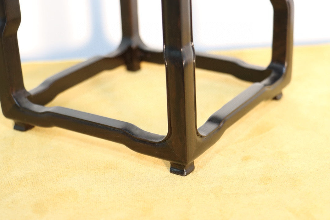 Square Ebony Flower Stand with Curved Legs – Solid Zitan Wood