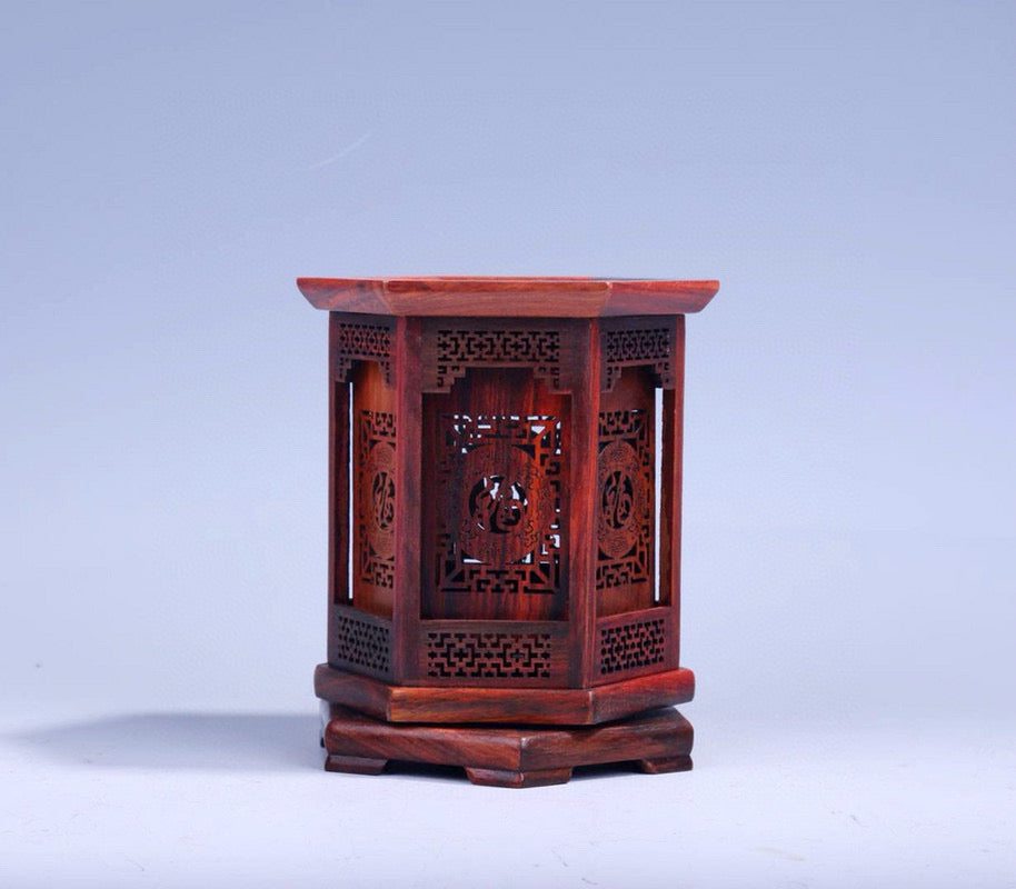Hexagonal Rosewood Pen Holder | Fu Carving | Handmade