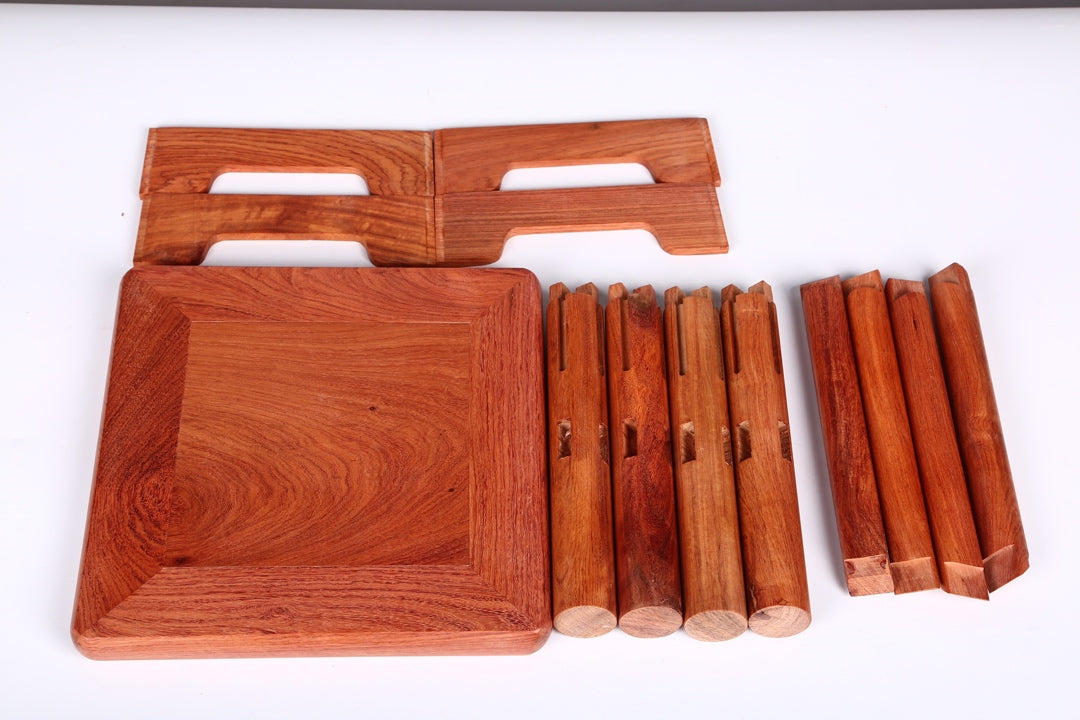 Burmese Padauk Fortune Stool – Detachable Square Stool with Mortise & Tenon Joinery