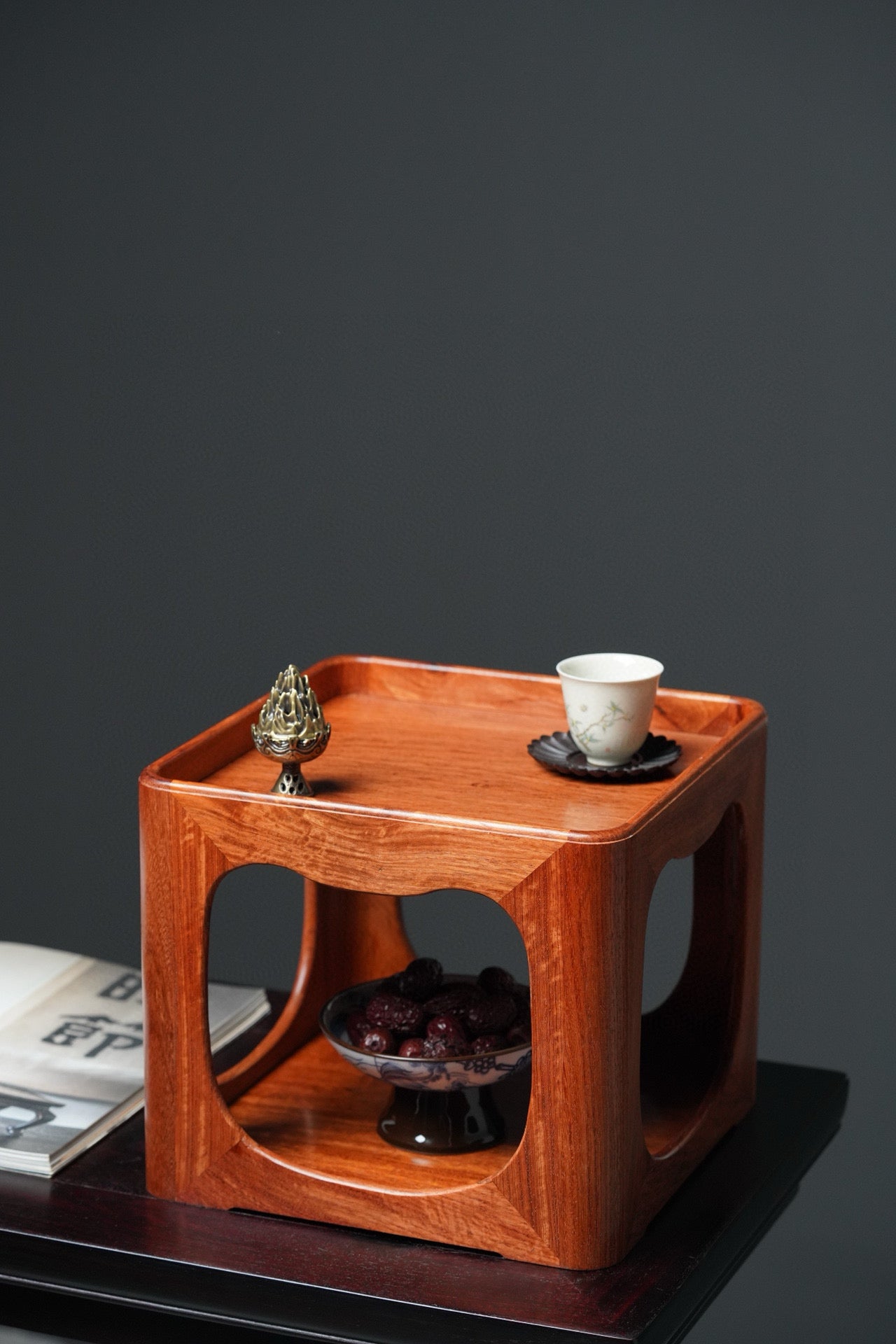 Solid Rosewood Incense Stand | Single-Board | Mortise & Tenon | Curved Design