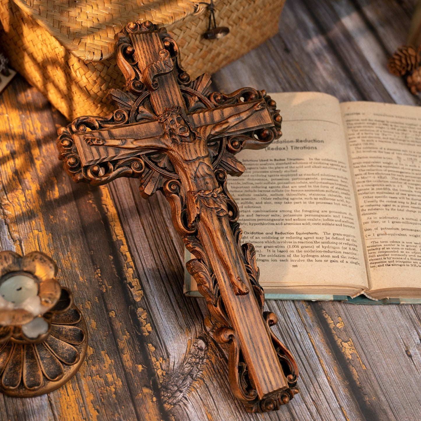 Wood Carved Crucifix – Jesus on the Cross (Beechwood)