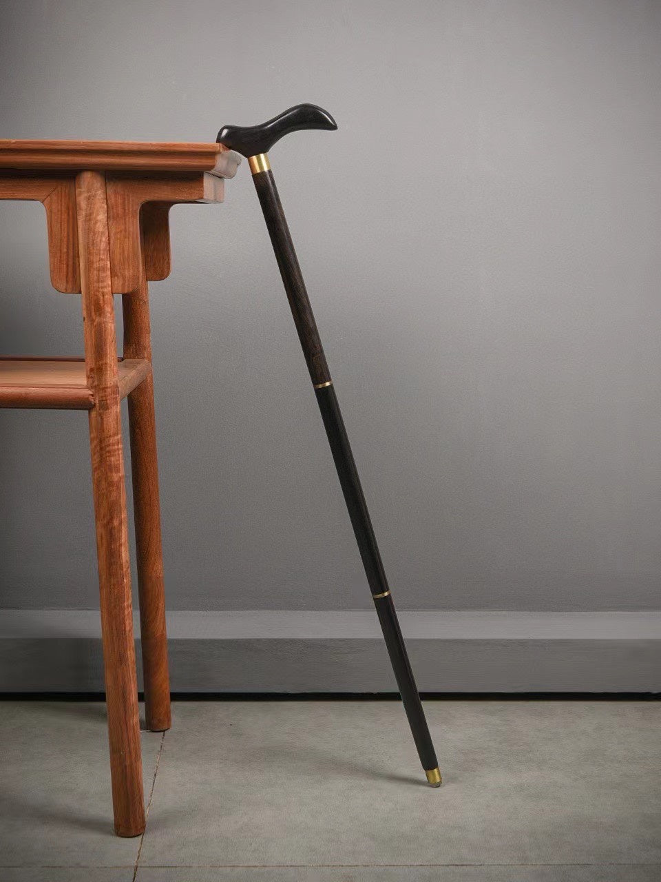 3-Section Detachable Ebony Walking Cane – Solid Brass Connectors – Portable & Durable (88cm)