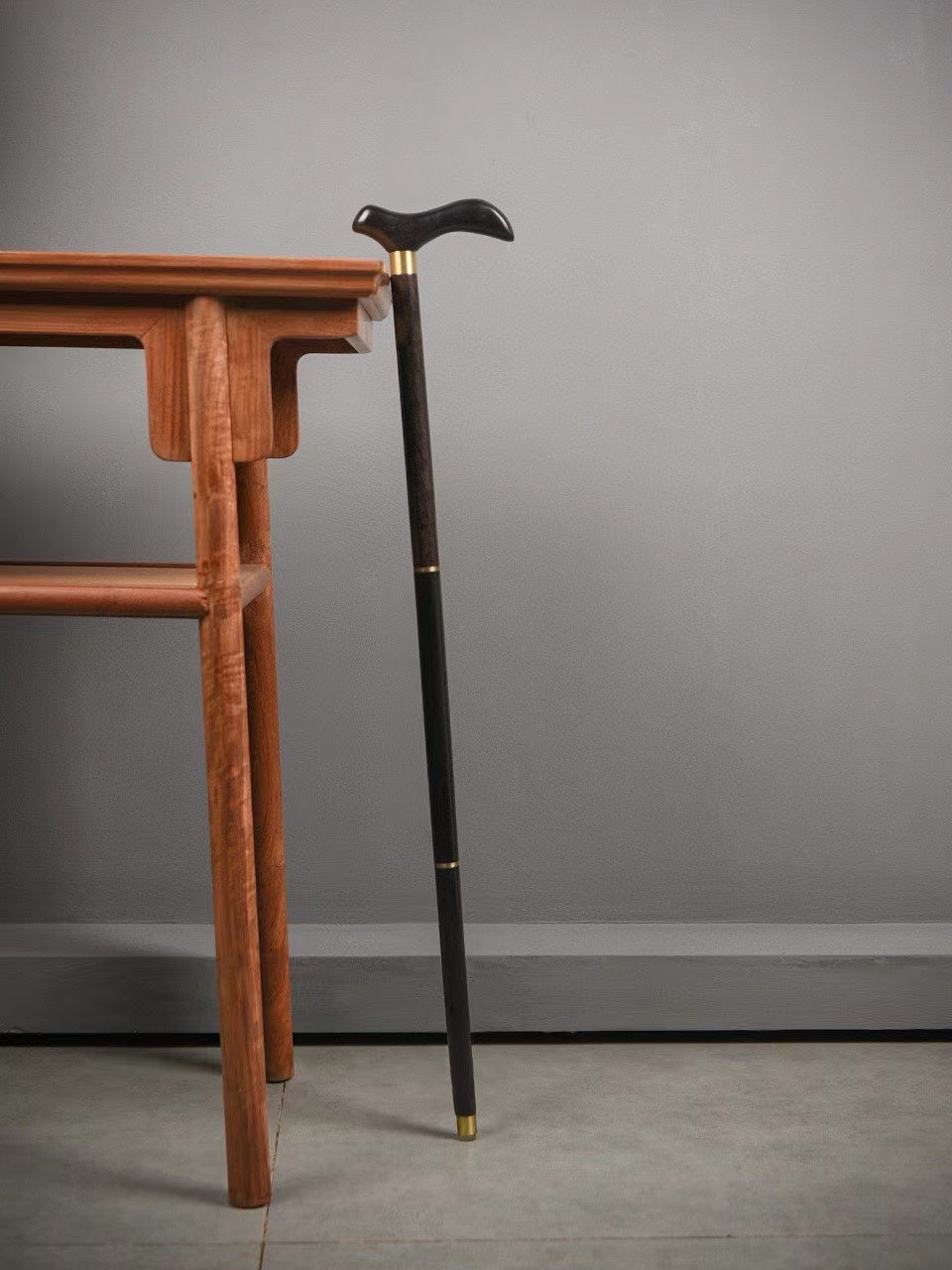 3-Section Detachable Ebony Walking Cane – Solid Brass Connectors – Portable & Durable (88cm)