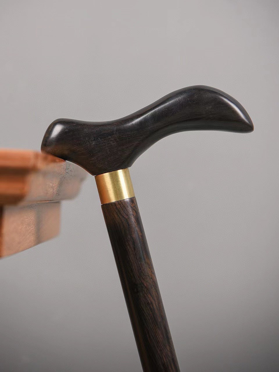 3-Section Detachable Ebony Walking Cane – Solid Brass Connectors – Portable & Durable (88cm)