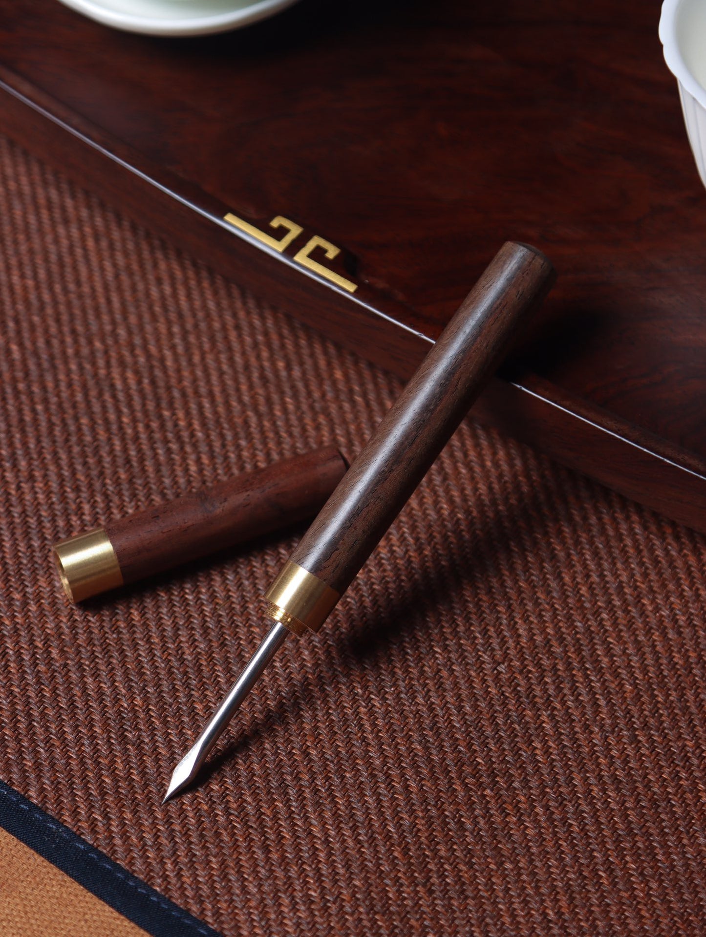 Tea Ceremony Six Gentlemen | African Ebony and Copper Inlay Tea Set