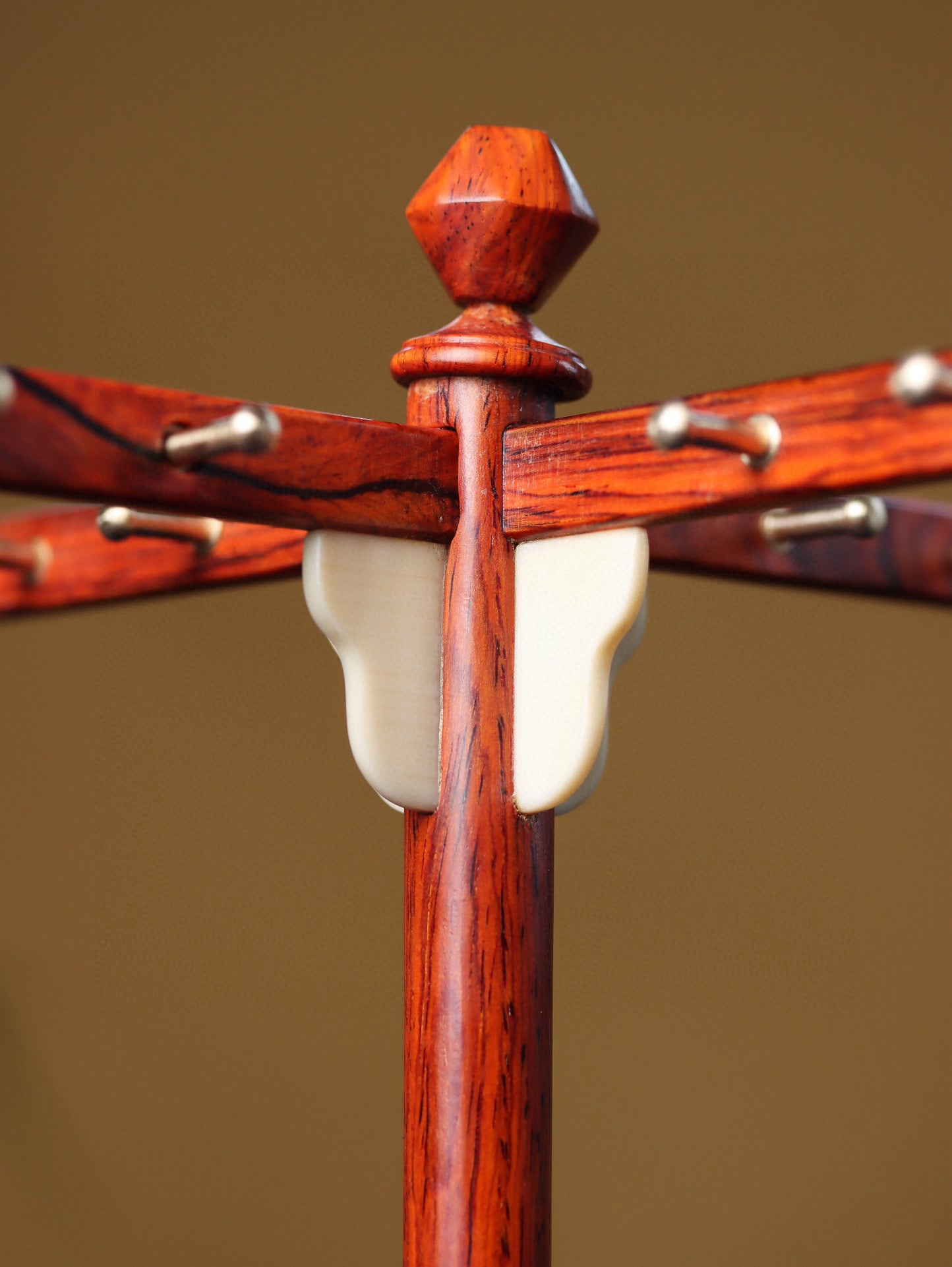Rosewood 16-Hook Cross Brush Stand – Handcrafted Calligraphy Display, Solid South American Wood