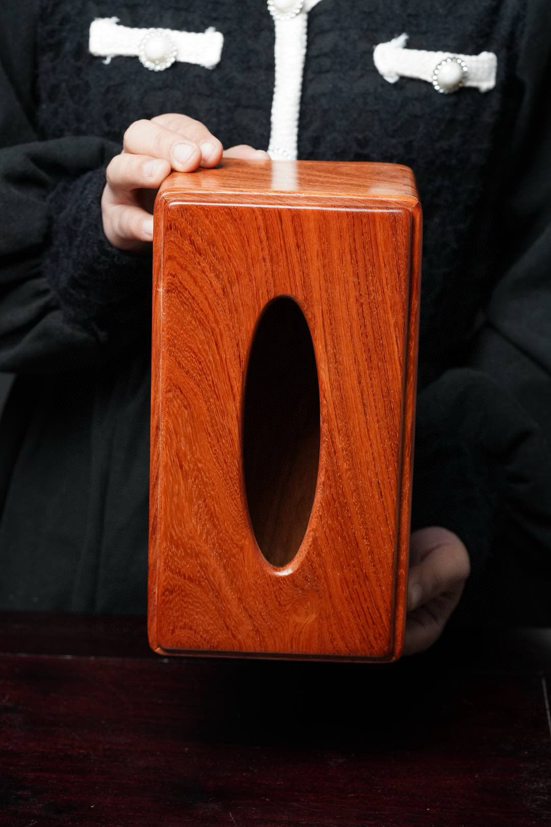 Burmese Padauk Solid Wood Tissue Box – Large