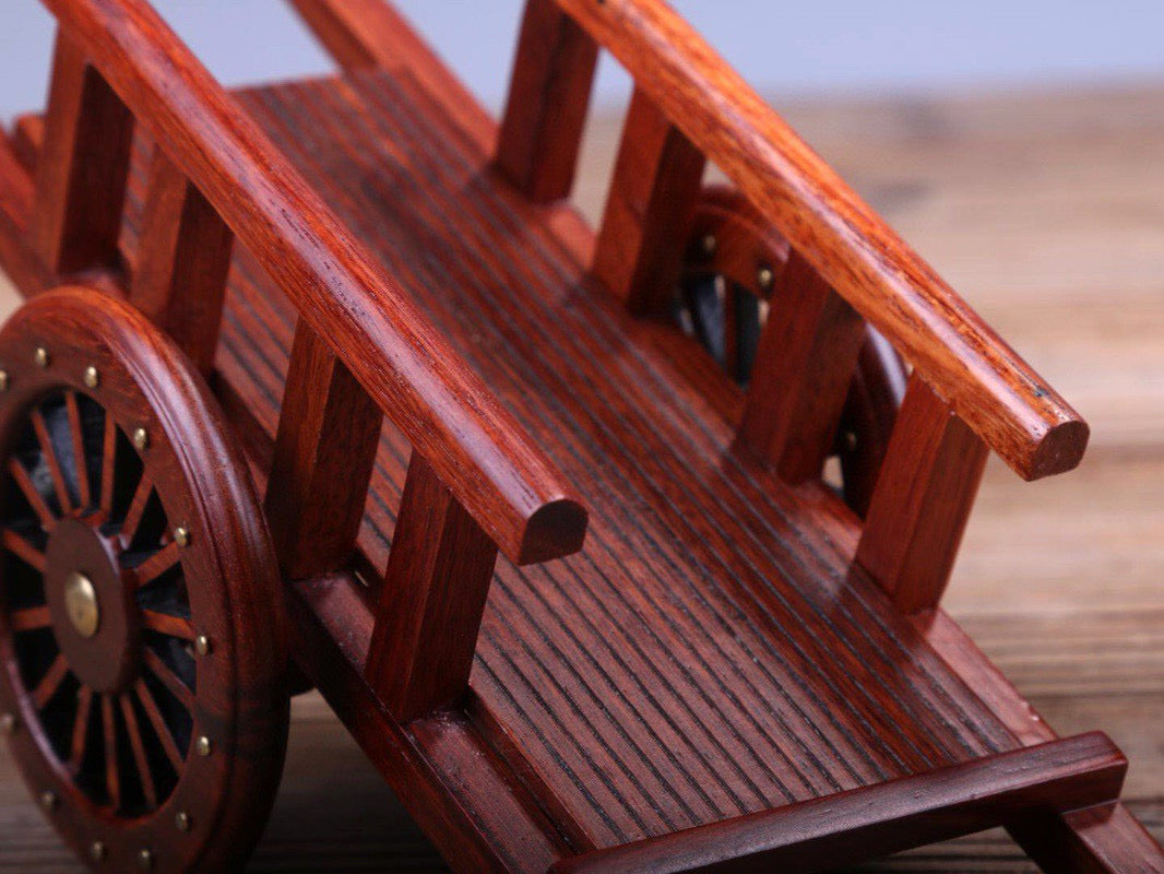 Antique Wooden Handcart Model – Burmese Padauk Craftwork