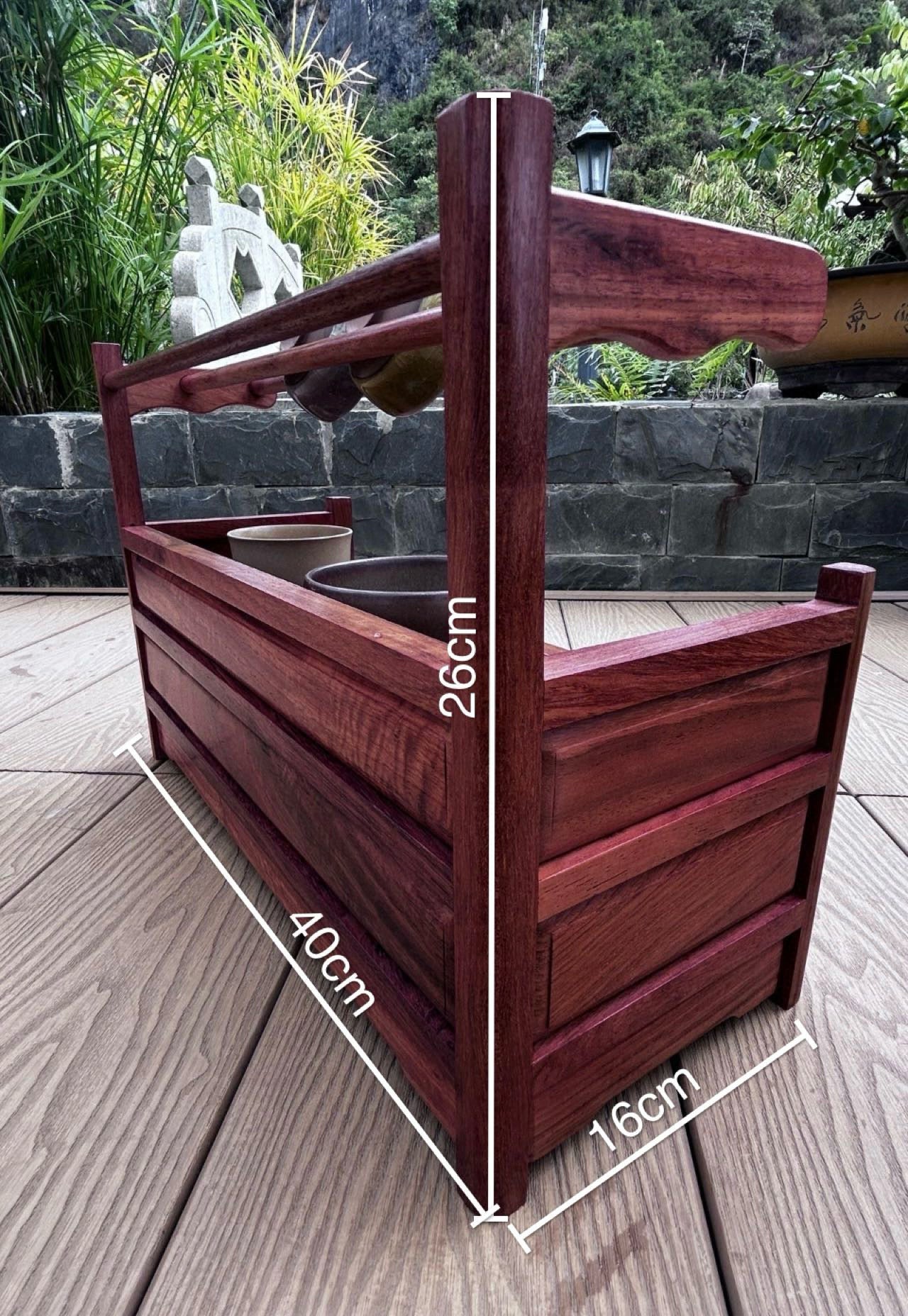 New Burmese Padauk Tea Side Cabinet – Solid Single-Slab Wood, Gift-Ready