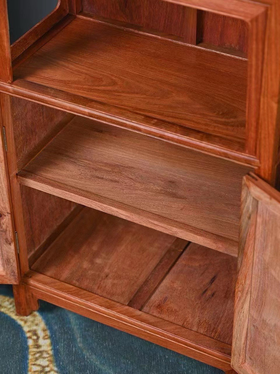 Burmese Padauk Wanli Cabinet – Liangge Display & Storage – Solid One-Piece Panel – 74.5cm High