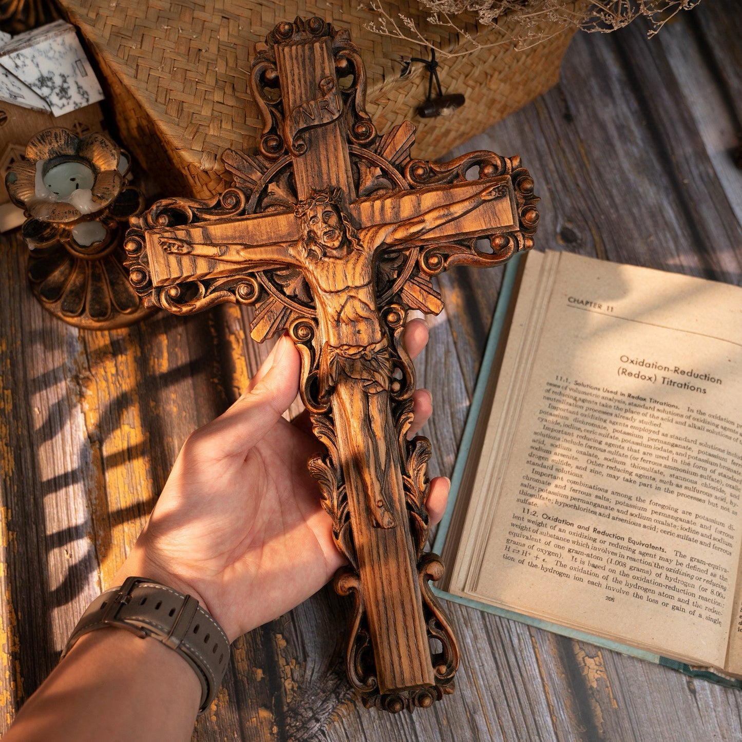Wood Carved Crucifix – Jesus on the Cross (Beechwood)