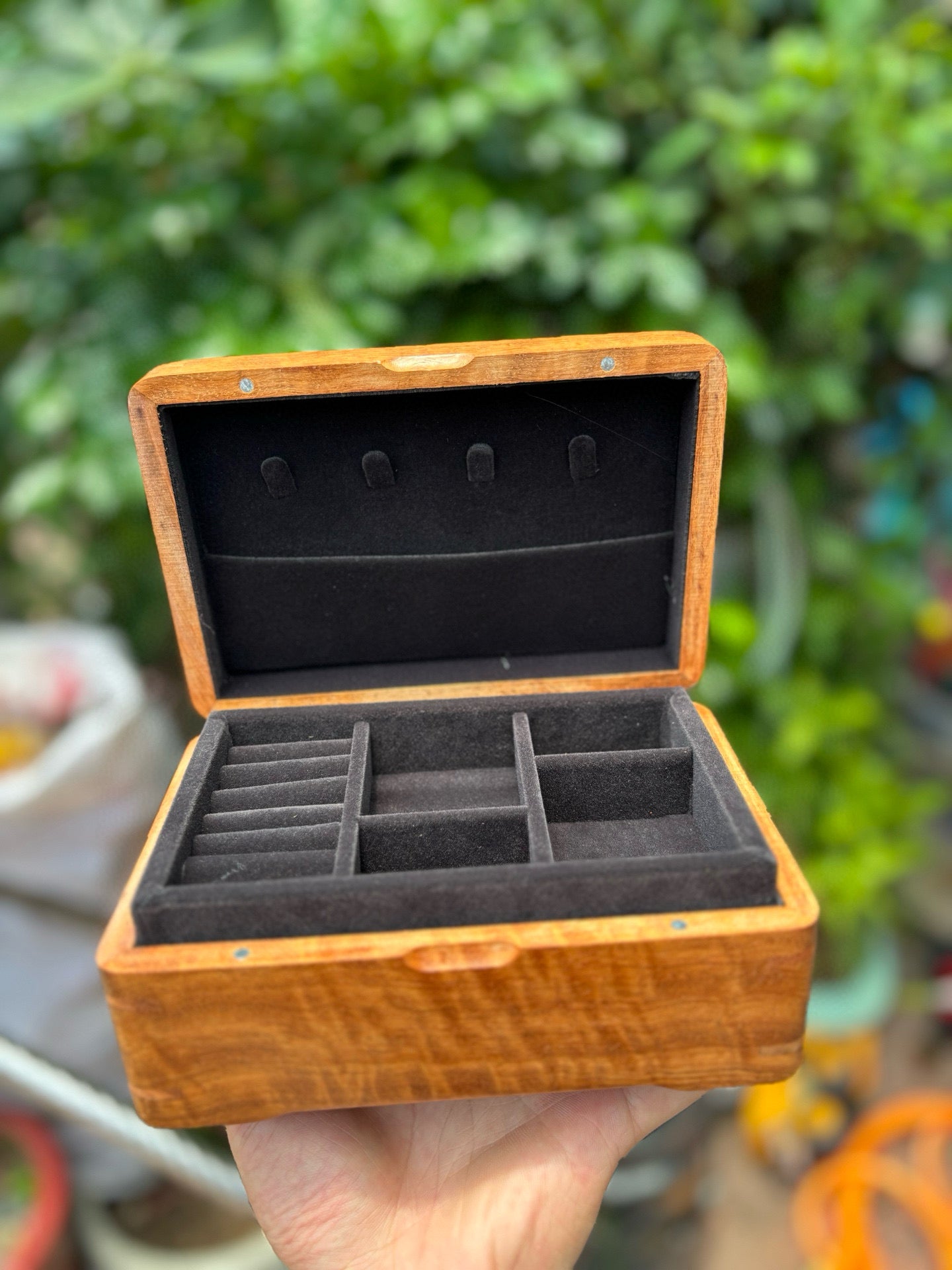 Mini Double-Layer Jewelry Box – Burmese Padauk Wood, Mortise and Tenon Joint