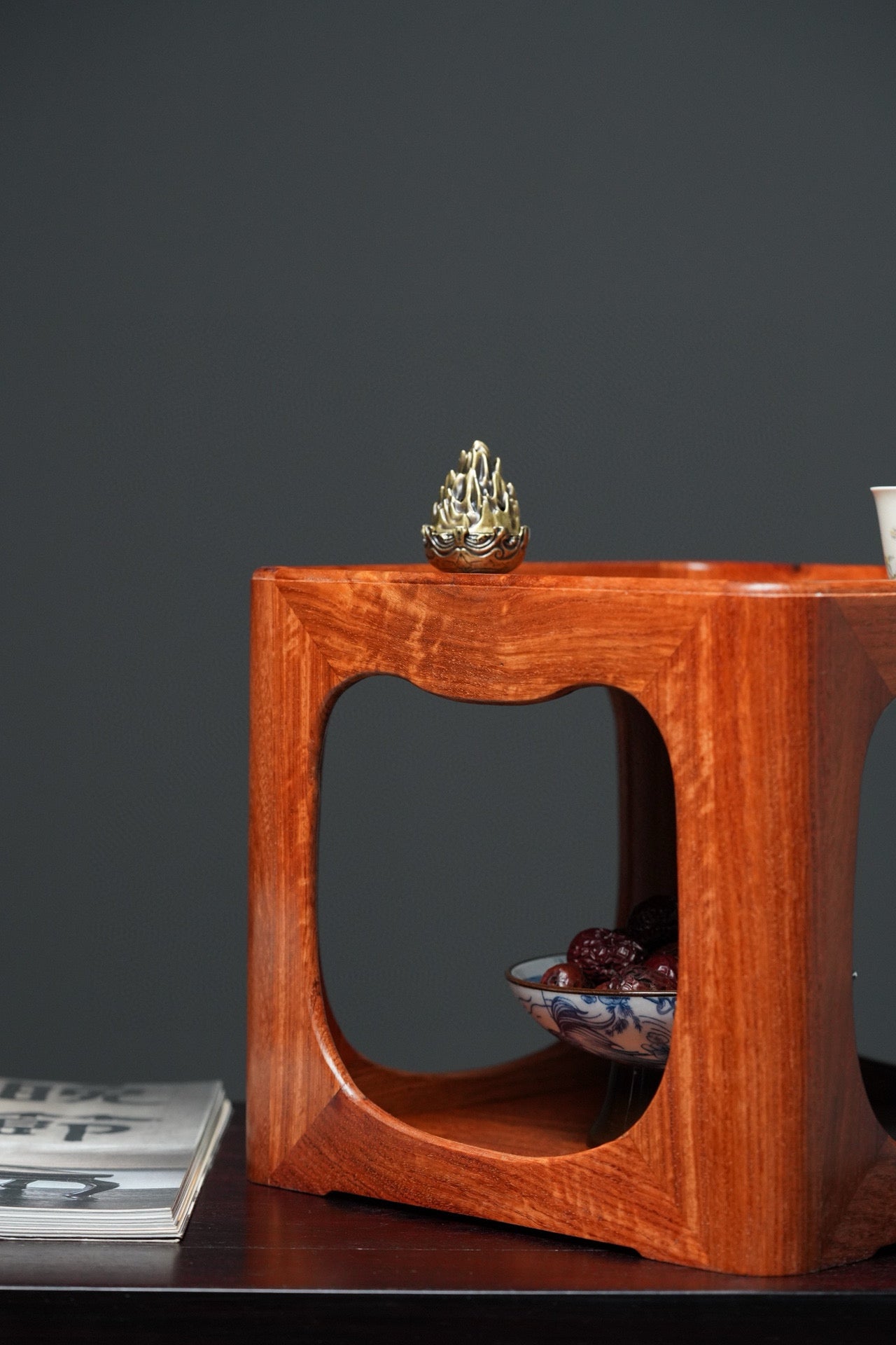 Solid Rosewood Incense Stand | Single-Board | Mortise & Tenon | Curved Design
