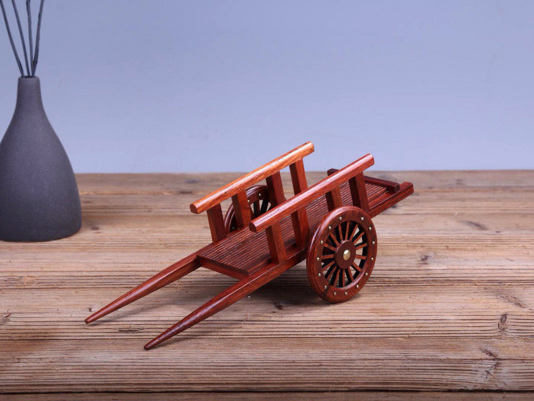 Antique Wooden Handcart Model – Burmese Padauk Craftwork