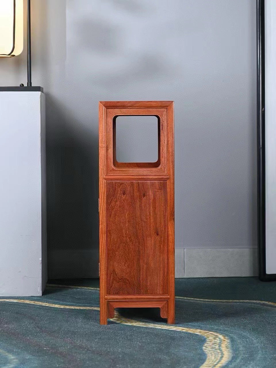 Burmese Padauk Wanli Cabinet – Liangge Display & Storage – Solid One-Piece Panel – 74.5cm High