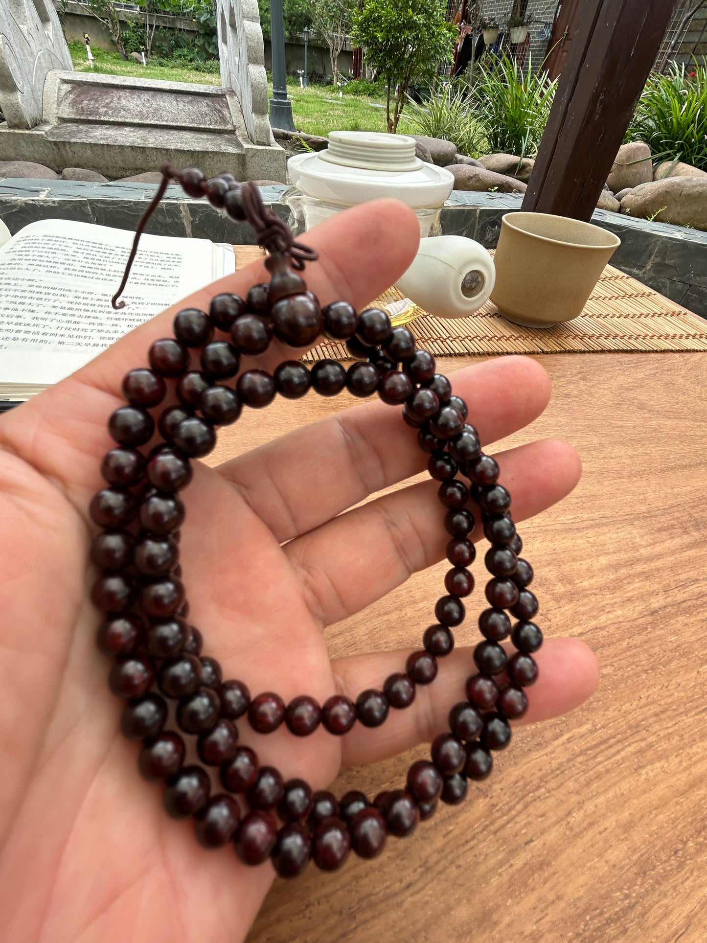 Indian Small-Leaf Red Sandalwood Prayer Beads – 108 Mala Beads – 0.6cm / 0.8cm – Handcrafted