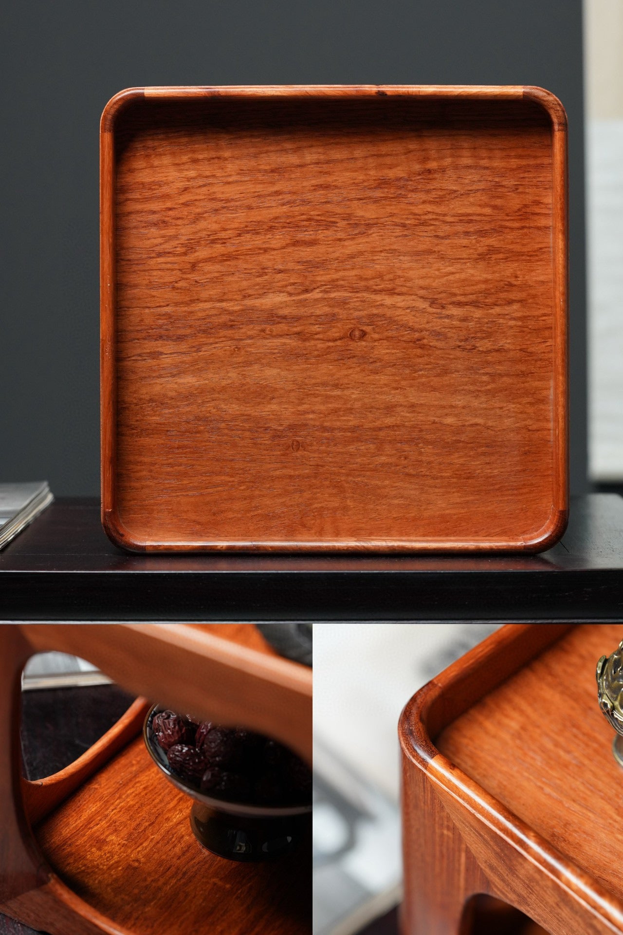 Solid Rosewood Incense Stand | Single-Board | Mortise & Tenon | Curved Design