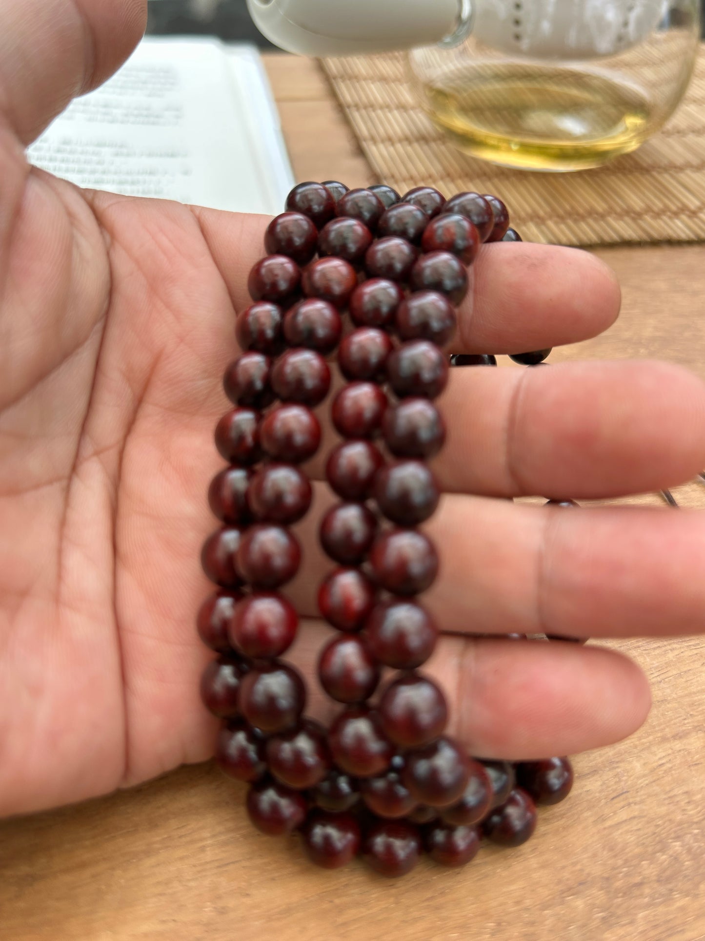 Indian Small-Leaf Red Sandalwood Prayer Beads – 108 Mala Beads – 0.6cm / 0.8cm – Handcrafted
