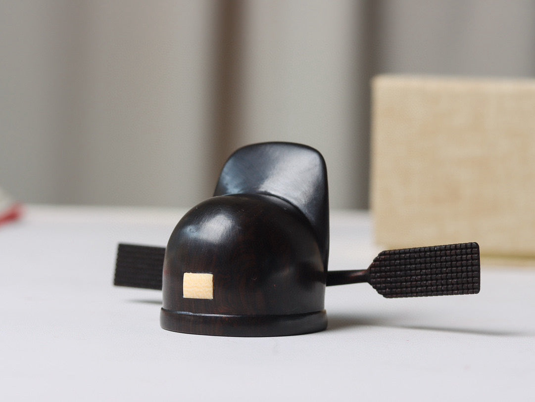 Scholar’s Hat Figurine in Rosewood – Ming Dynasty Official Cap Replica