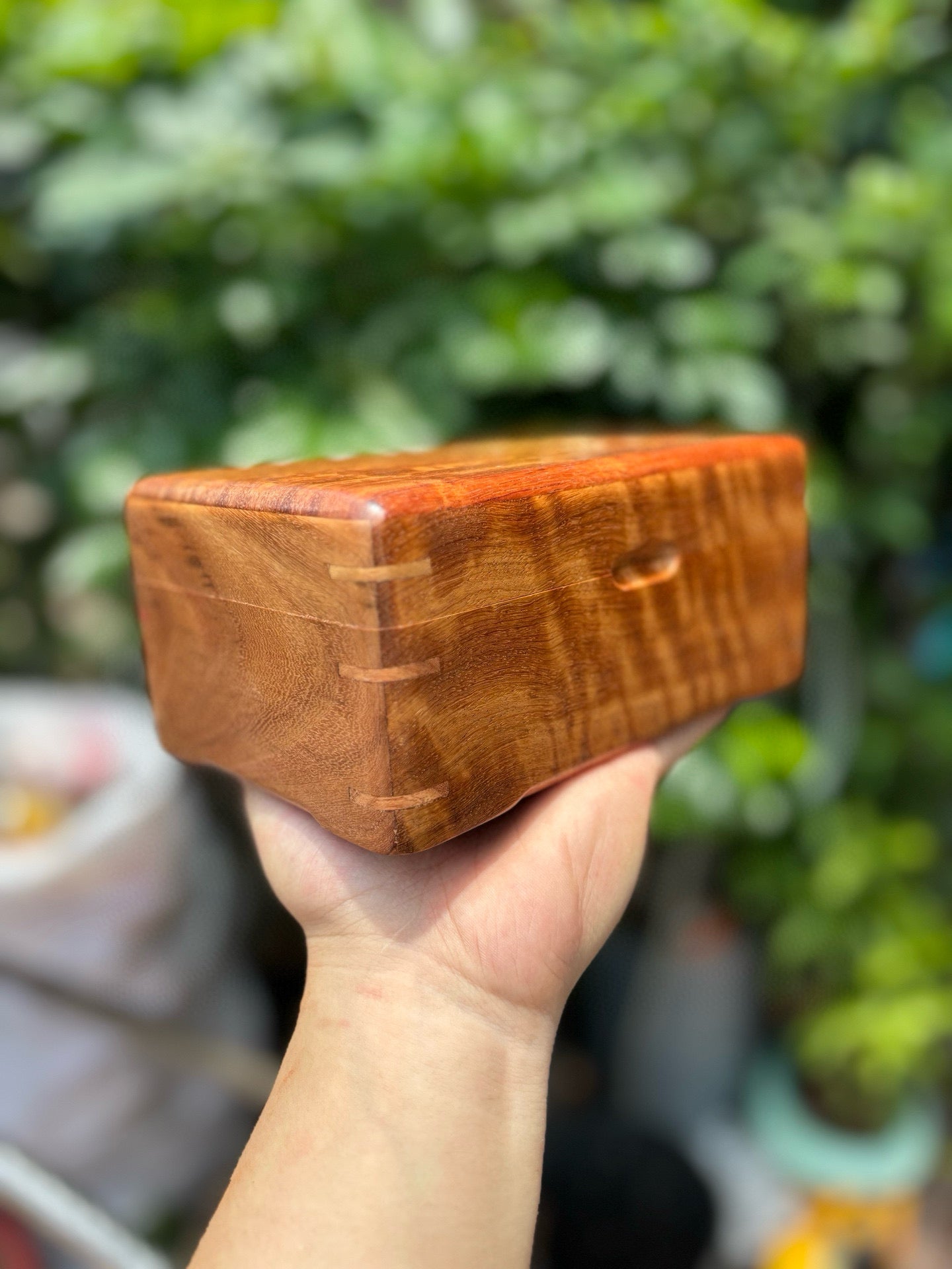 Mini Double-Layer Jewelry Box – Burmese Padauk Wood, Mortise and Tenon Joint