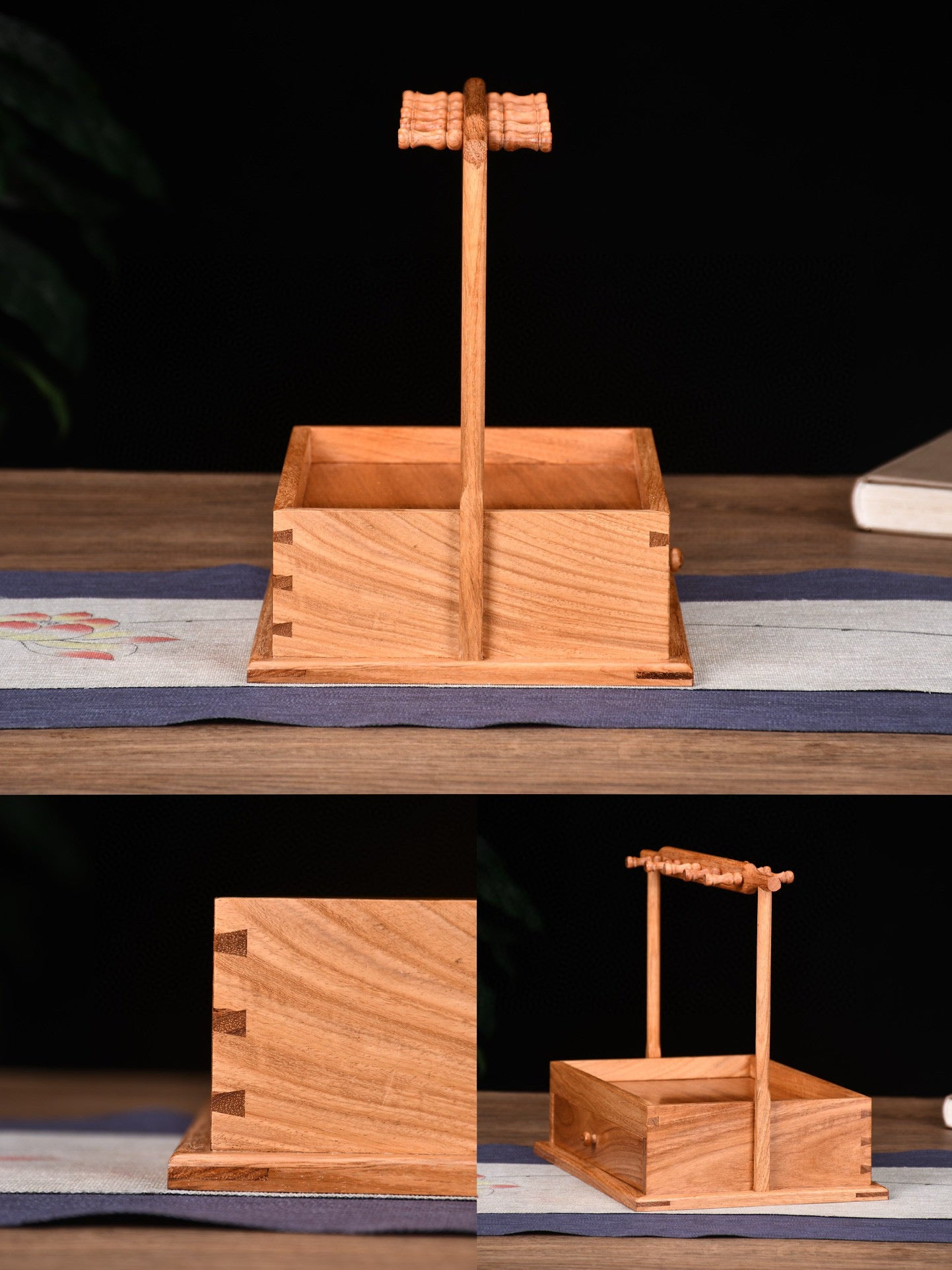 Burmese Padauk Organizer Rack – Solid Single-Slab, Mortise & Tenon Joinery, Rustic Elegance