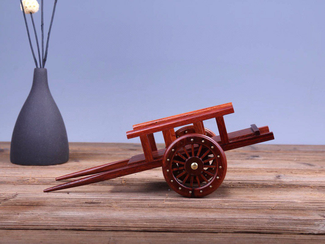 Antique Wooden Handcart Model – Burmese Padauk Craftwork