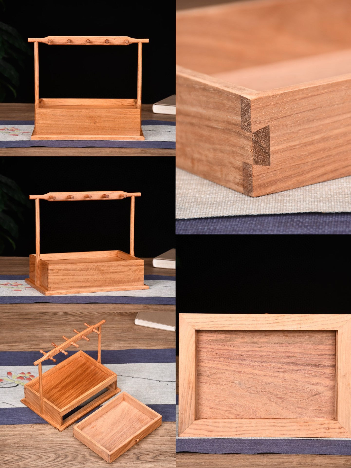 Burmese Padauk Organizer Rack – Solid Single-Slab, Mortise & Tenon Joinery, Rustic Elegance