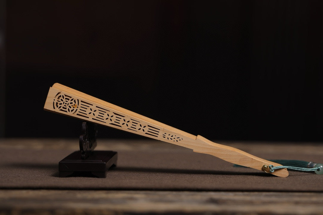 Dragonfly Charm - Handcrafted Suzhou Folding Fan in Carved Thuja Wood | Decorative Desk Fan