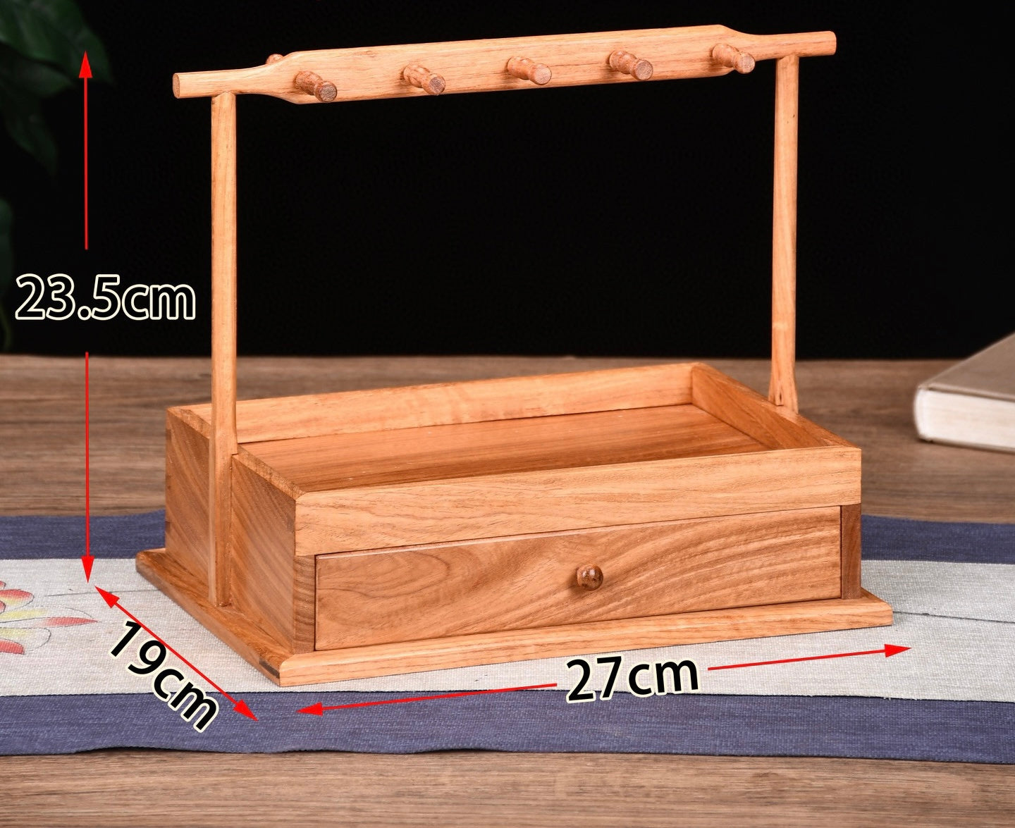 Burmese Padauk Organizer Rack – Solid Single-Slab, Mortise & Tenon Joinery, Rustic Elegance