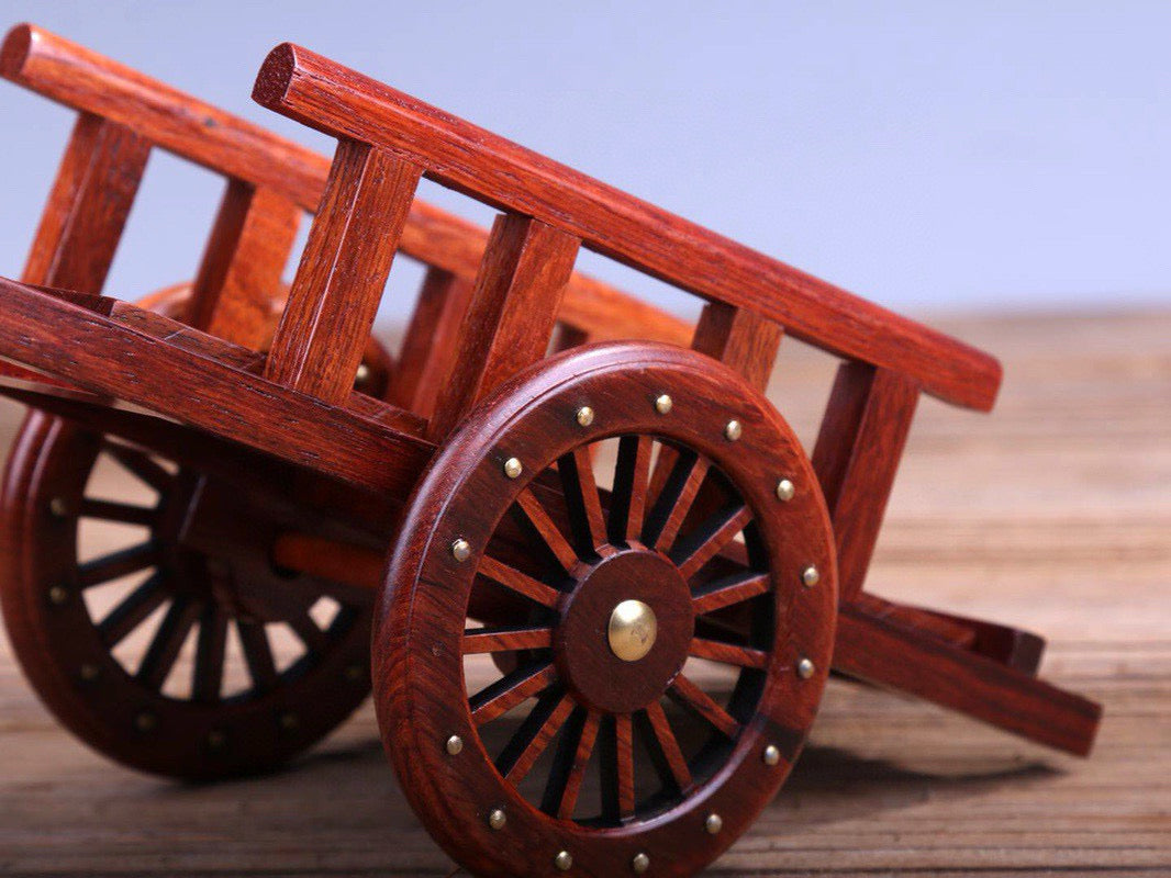 Antique Wooden Handcart Model – Burmese Padauk Craftwork