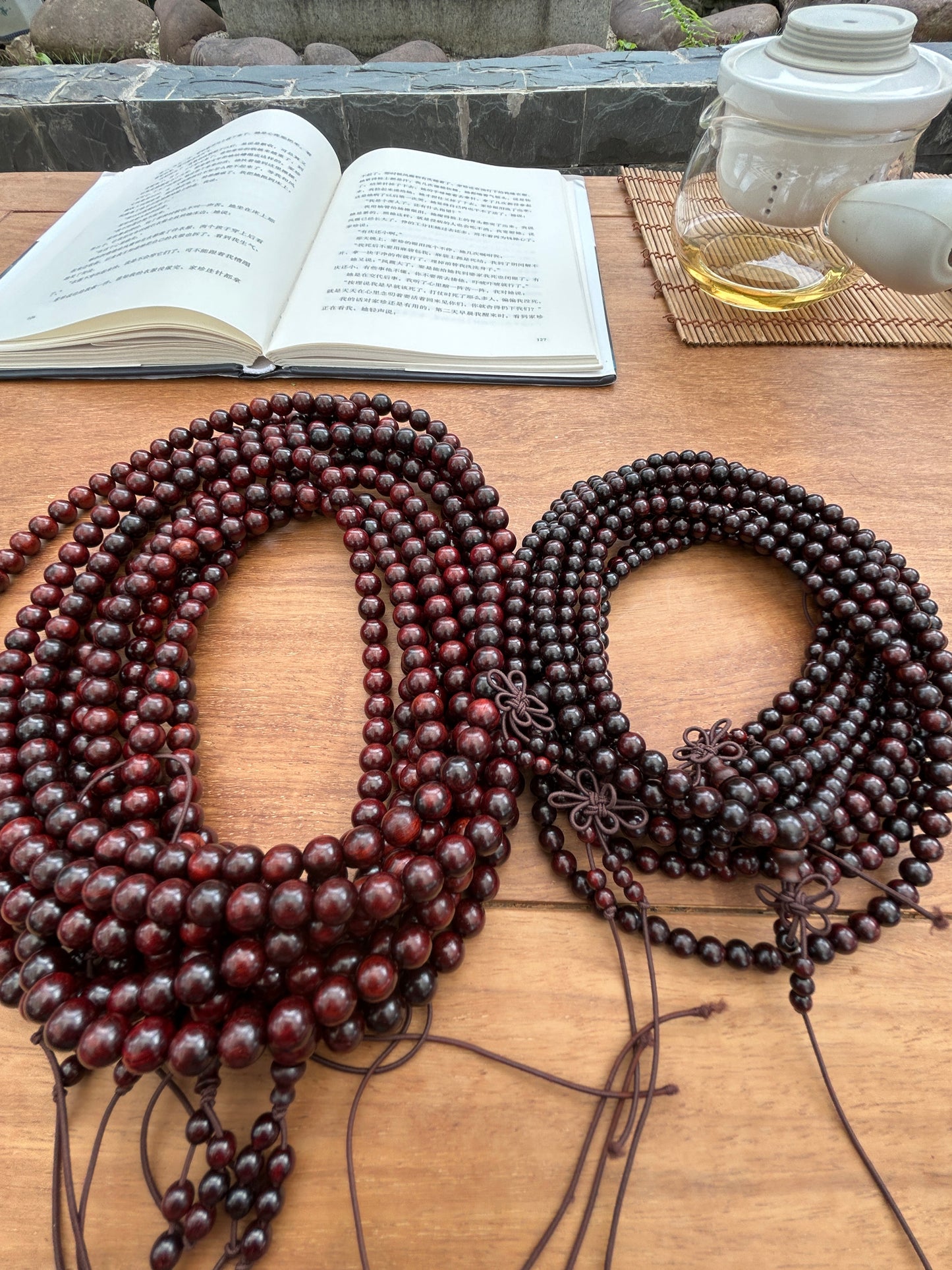 Indian Small-Leaf Red Sandalwood Prayer Beads – 108 Mala Beads – 0.6cm / 0.8cm – Handcrafted