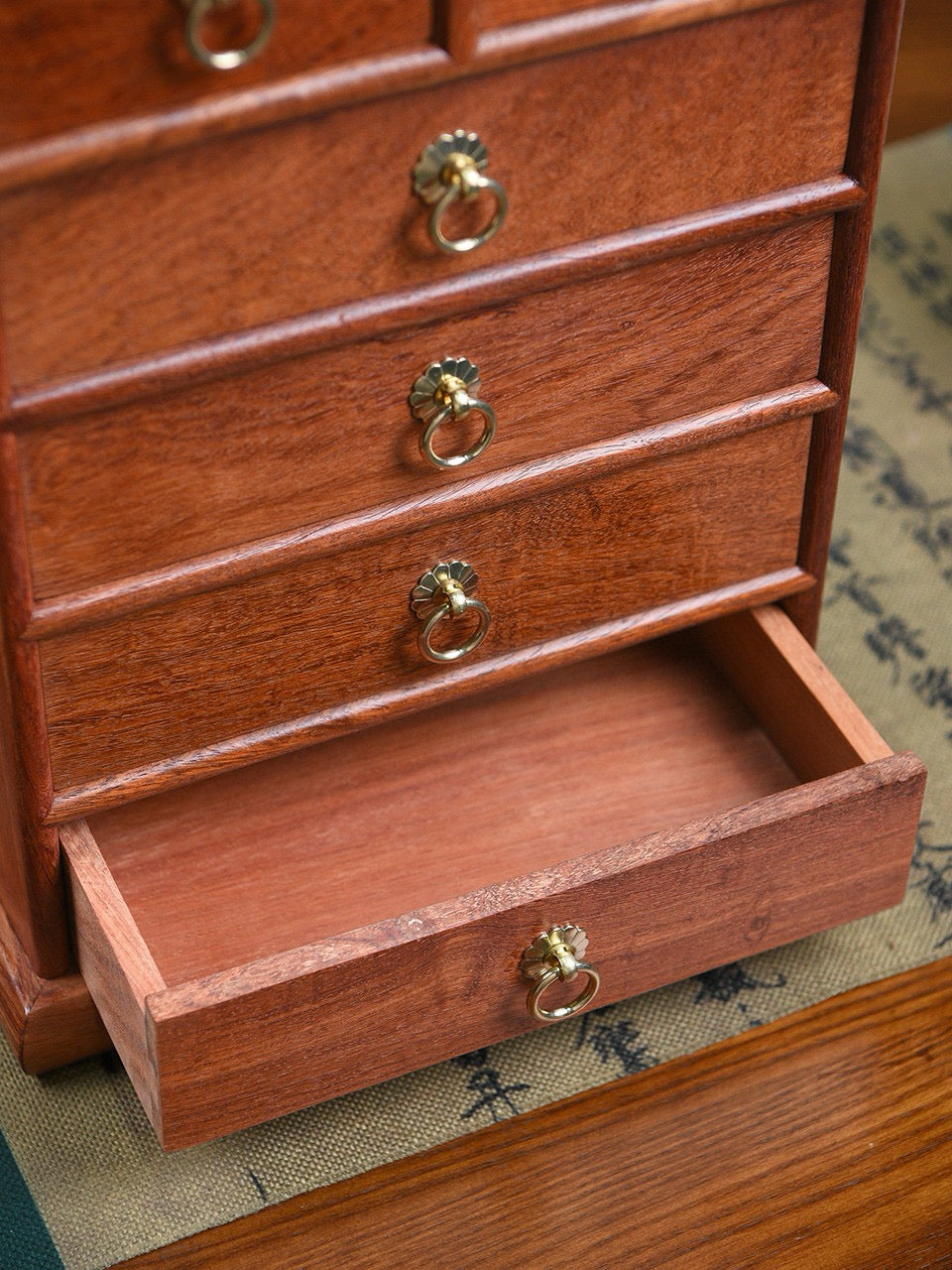 Burmese Padauk 6-Drawer Chest – Solid Single-Slab, Handcrafted Storage Cabinet