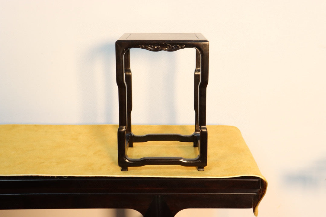Square Ebony Flower Stand with Curved Legs – Solid Zitan Wood