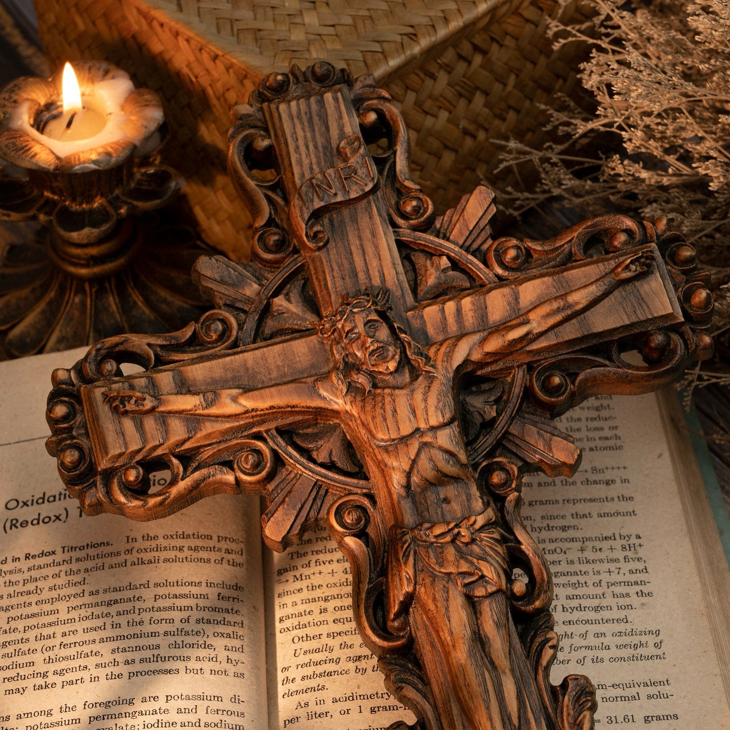 Wood Carved Crucifix – Jesus on the Cross (Beechwood)