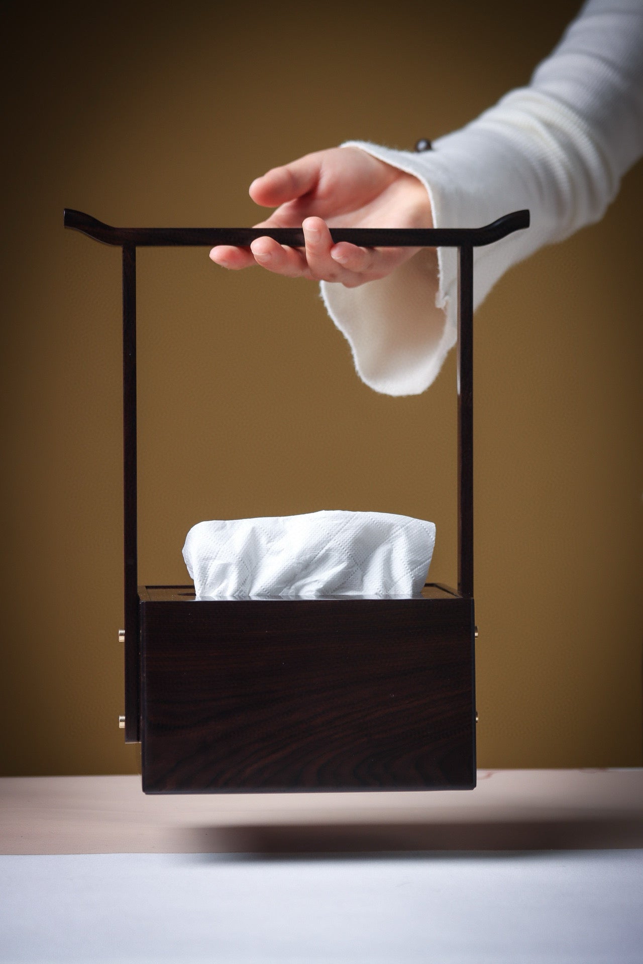 Zitan Tissue Box with Handle – Ming Style Design, Mother-of-Pearl Inlay or Plain Finish