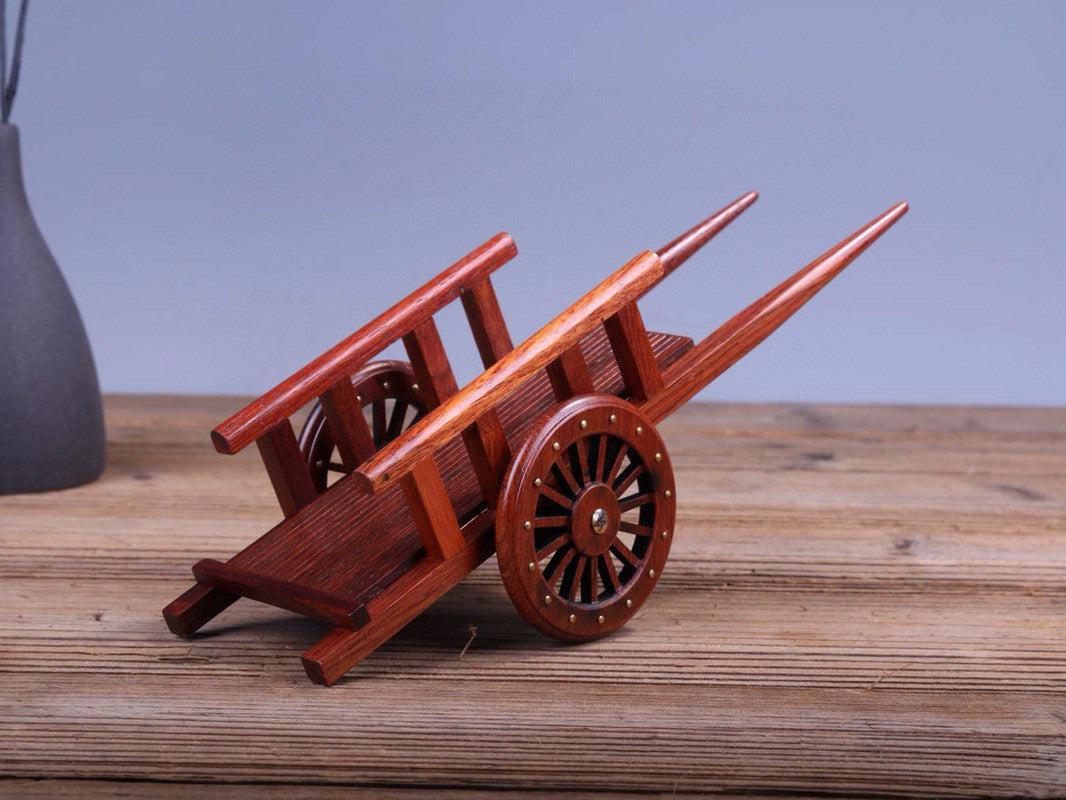 Antique Wooden Handcart Model – Burmese Padauk Craftwork