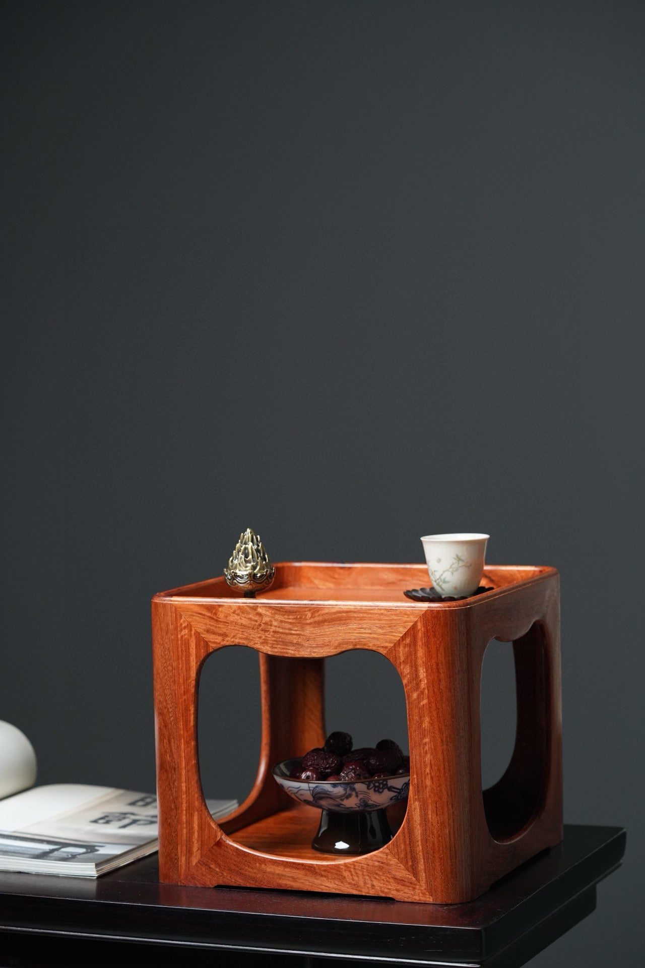 Solid Rosewood Incense Stand | Single-Board | Mortise & Tenon | Curved Design