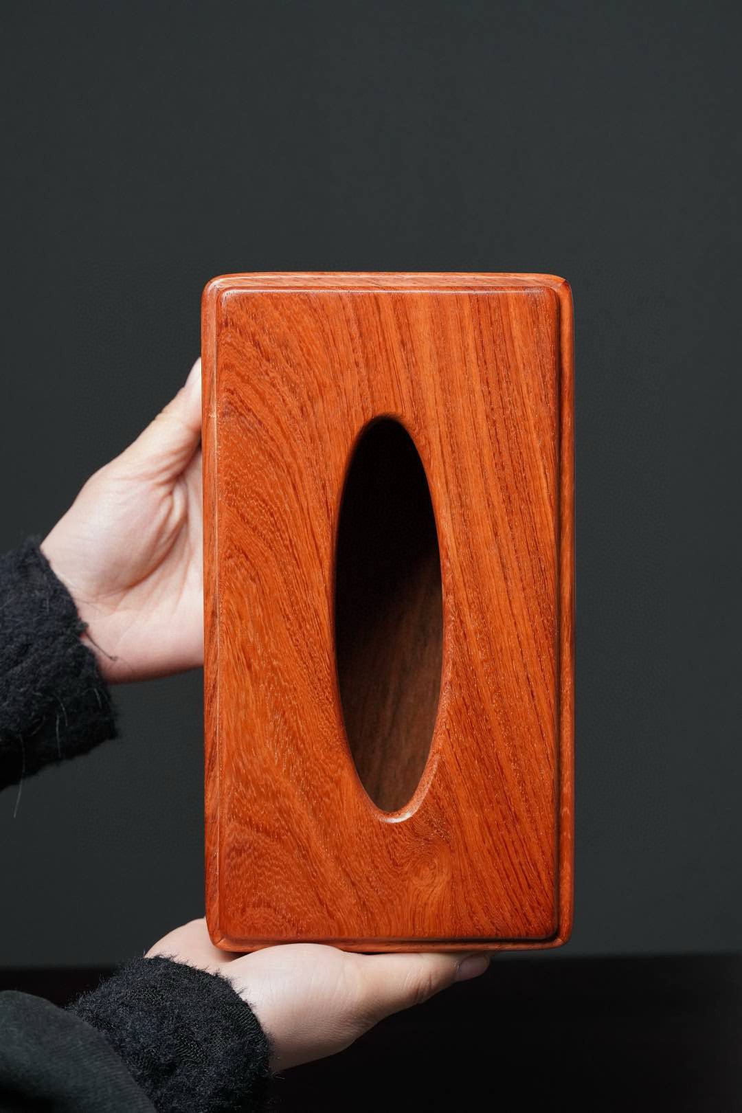 Burmese Padauk Solid Wood Tissue Box – Large