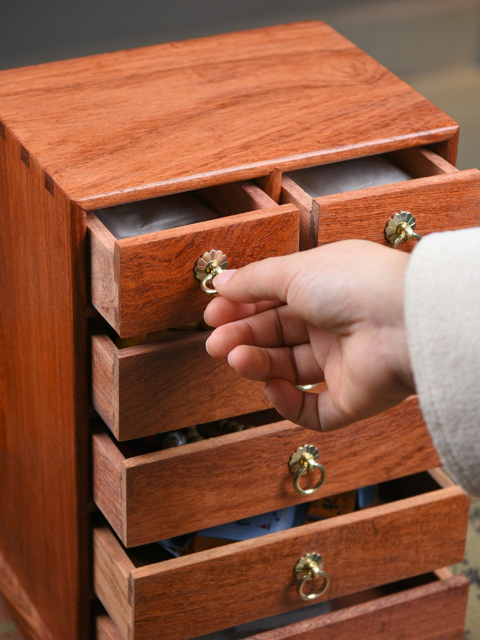 Burmese Padauk 6-Drawer Chest – Solid Single-Slab, Handcrafted Storage Cabinet
