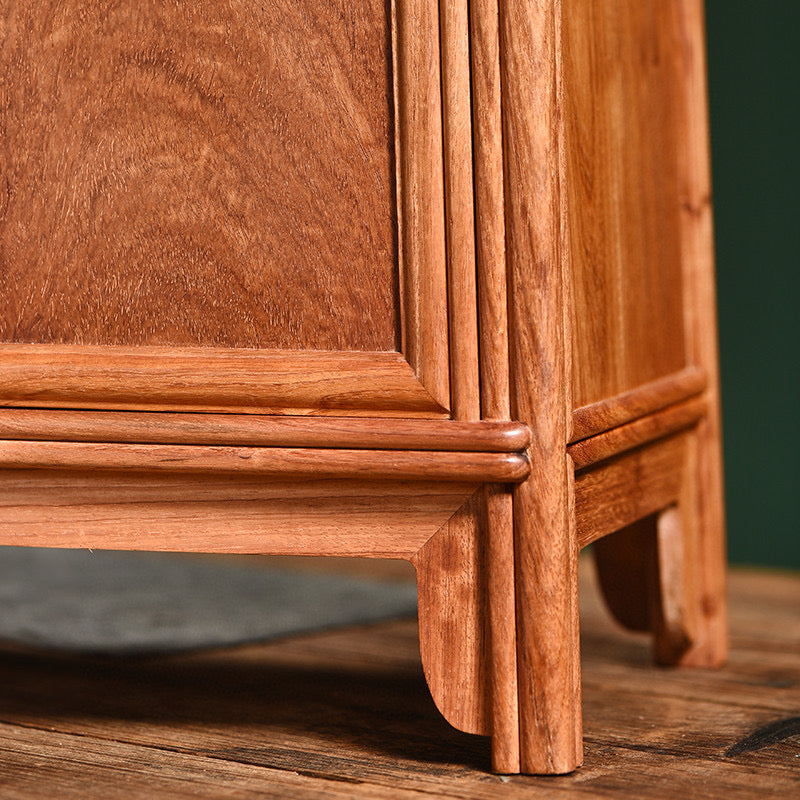 Burmese Padauk Ming-Style Cabinet – Rounded Corners – 40×22×58cm – Solid Wood – Detachable Doors