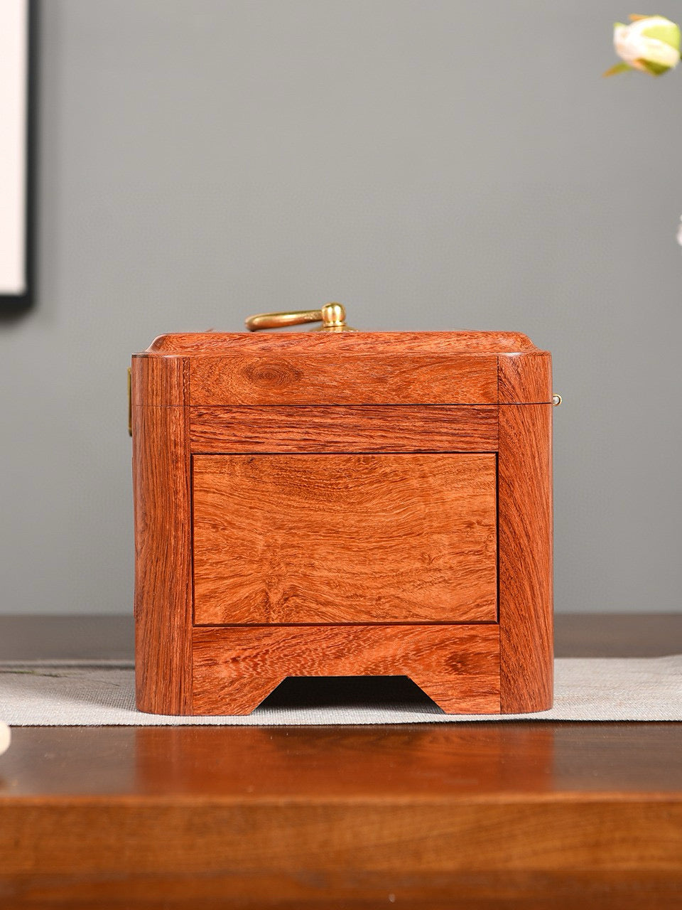 Burmese Padauk Portable Mirror Box · Solid Wood · All-Board Construction