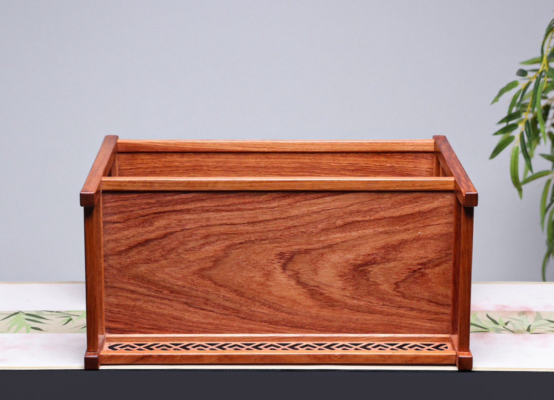 Two-Tier Solid Wood Storage Rack – Burmese Padauk – Mortise & Tenon Joinery (40×19×27cm)