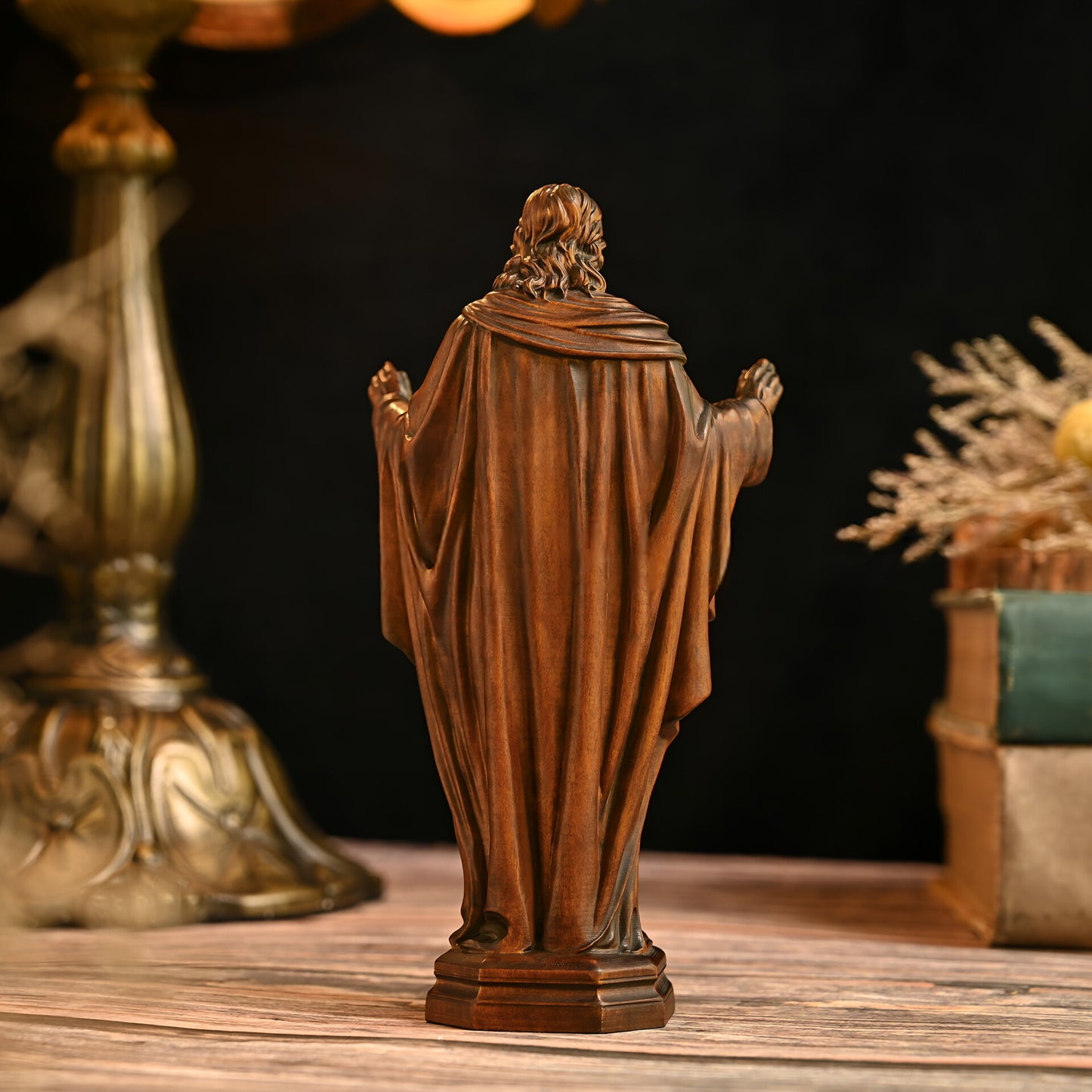 Sacred Heart of Jesus Wood Carving – Handcrafted Boxwood for Prayer, Worship, and Home Display