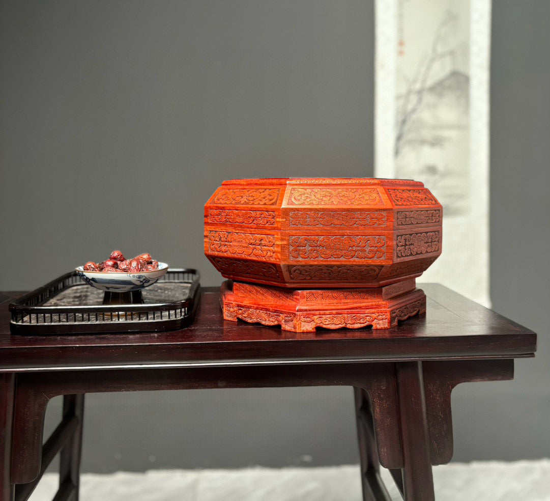 Burmese Padauk Rotating Snack Tray – Fortune Spinner with Mortise & Tenon Craft