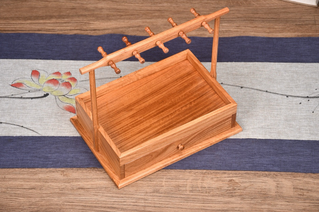Burmese Padauk Organizer Rack – Solid Single-Slab, Mortise & Tenon Joinery, Rustic Elegance
