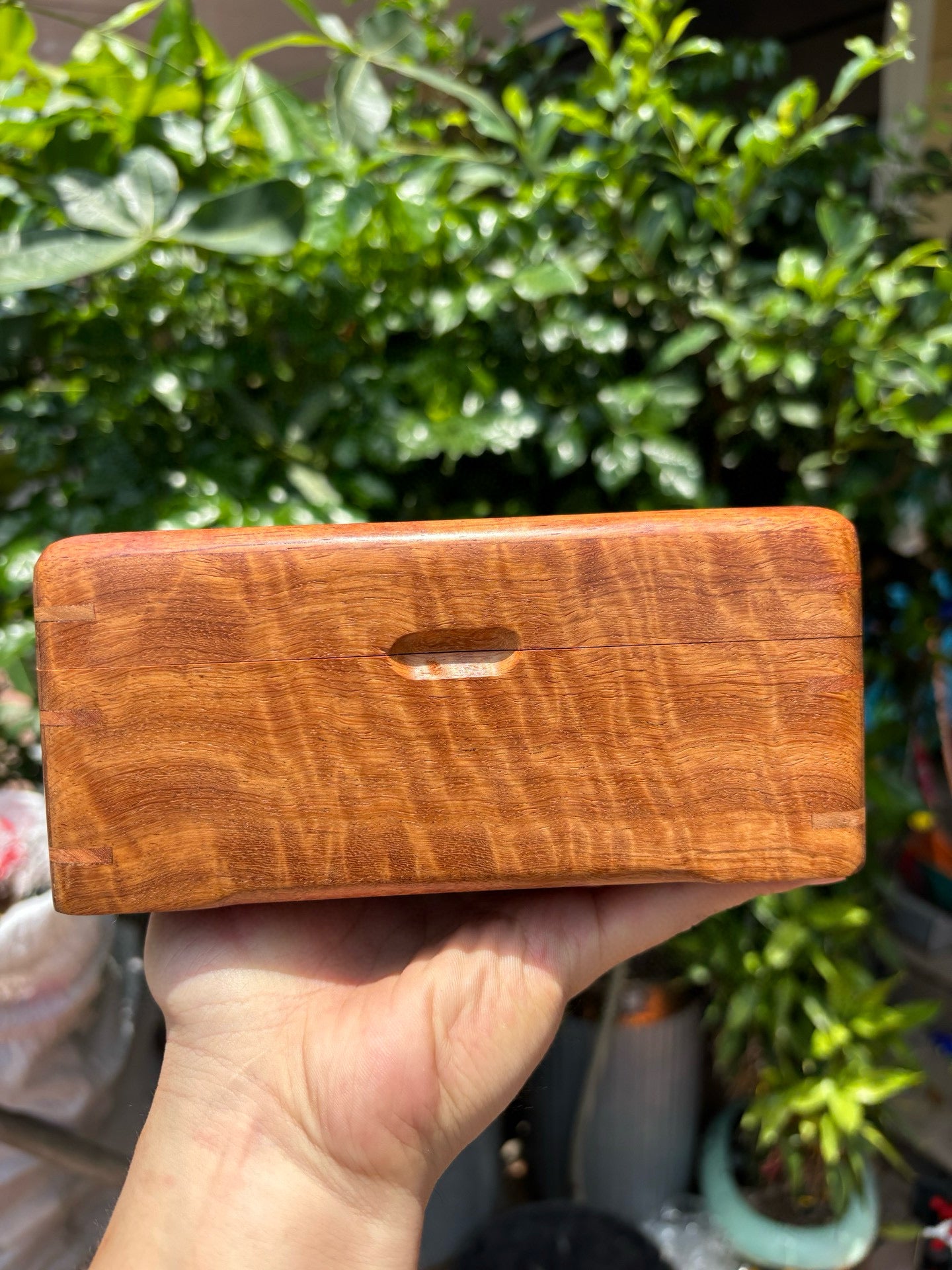 Mini Double-Layer Jewelry Box – Burmese Padauk Wood, Mortise and Tenon Joint